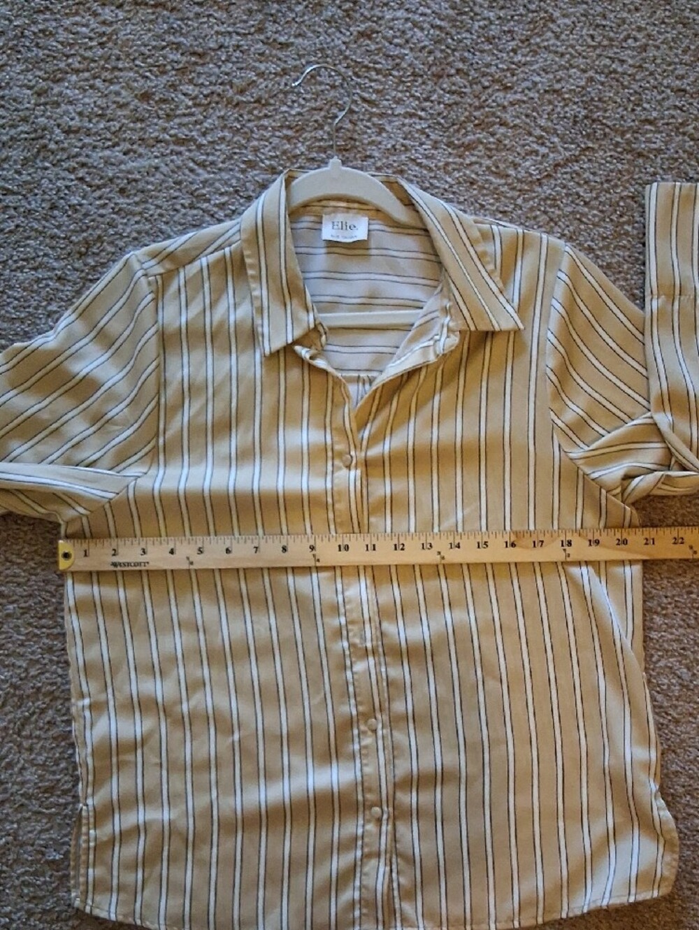 Elie Tahari Cream and Navy Striped Button-Down Blouse - Picture 8 of 8